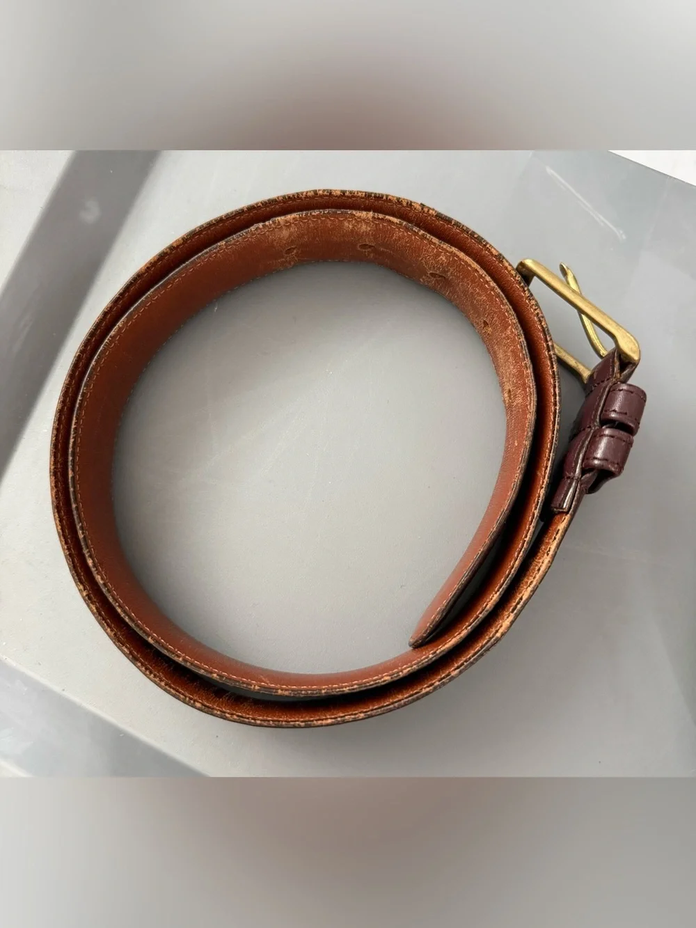Coach Brown Leather 5800 Brass Buckle Belt Vintage 85cm